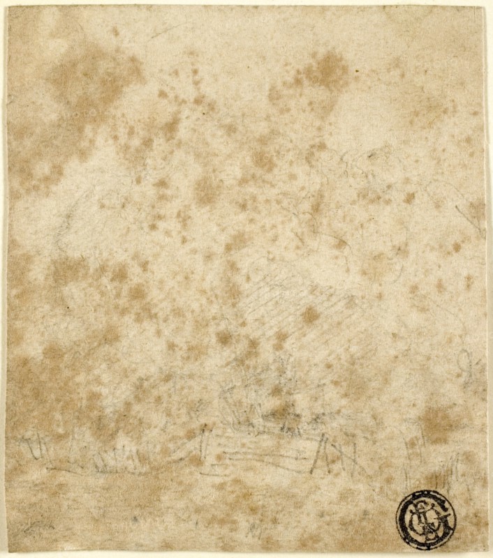 Illegible Sketch, n.d., John Sell Cotman, English, 1782-1842, England, Graphite on buff wove paper, tipped onto card, 95 × 83 mm