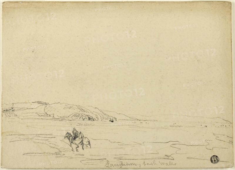 Langham, South Wales, n.d., David Cox, the elder, English, 1783-1859, England, Graphite on cream wove paper, laid down on board, 201 × 280 mm