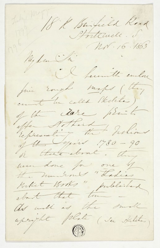 Letter from William Edward Frost, 1863, William Edward Frost (English, 1810-1877), or after Thomas Stothard (English, 1755-1834), England, Letter in pen and brown ink on cream wove paper, 178 × 221 (sheet, open)