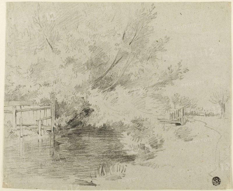On the Mole, n.d., Attributed to William Henry Hunt, English, 1790-1864, England, Black crayon on gray wove paper, 219 × 267 mm