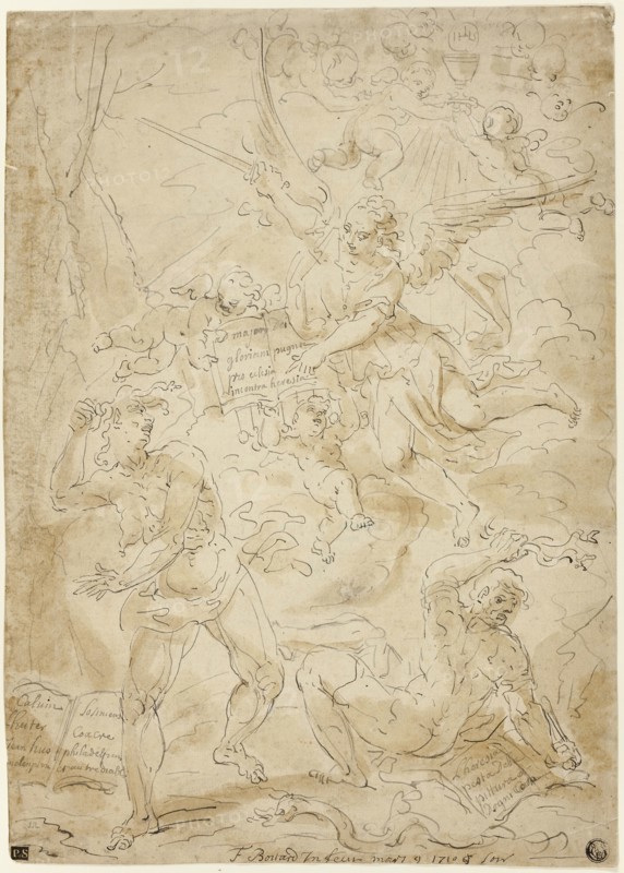 The Triumph of Truth Over Heresy, c. 1710, Attributed to François Boitard (French, c. 1670-1720), or Louis Philippe Boitard, the elder (French, active 1738-1763, died 1770), France, Pen and black ink, with brush and pale brown wash, over touches of graphite, on cream laid paper, 371 × 264 mm