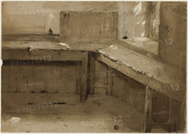 Background Study, 1840/50, Attributed to Sir David Wilkie, Scottish, 1785–1841, Scotland, Brush and brown wash heightened with white gouache over graphite, on tan wove paper, 256 x 358 mm