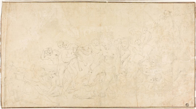 Bacchante, 1642/44, After Pietro Testa, Italian, 1611/12-1650, Italy, Graphite on tan laid paper, laid down on cream laid paper, 323 x 598 mm