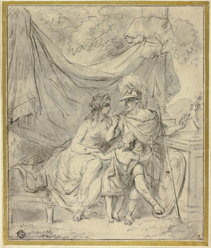 Mars and Venus, n.d., Jacob Toorenvliet, Dutch, 1635/36-1719, Holland, Black chalk with pen and gray ink and brush and gray wash, with touches of graphite, on buff laid paper, tipped onto cream laid paper, 286 x 240 mm