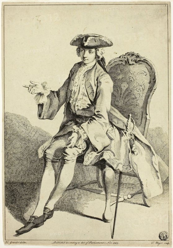 Young Seigneur Seated, 1745, Hubert François Gravelot, French, 1699-1773, France, Etching on paper, 245 × 171 mm (image), 255 × 176 mm (sheet)