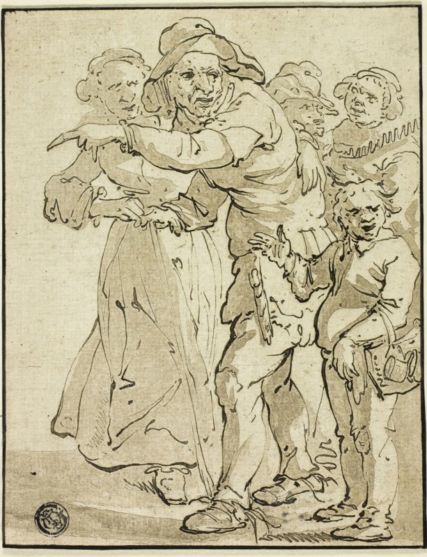 Peasants, n.d., Jacob Cornelis Ploos van Amstel, Dutch, 1726-1798, Netherlands, Pen and wash on paper, 161 x 126 mm