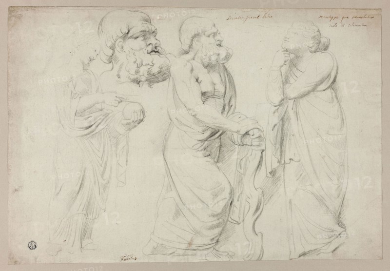 Studies of a Roman Sarcophagus, 1602/03, Peter Paul Rubens, Flemish, 1577-1640, Flanders, Black chalk on cream laid paper, 285 × 420 mm