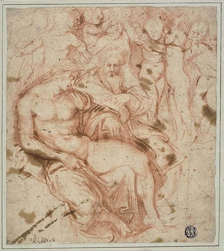 Mythological Subject, n.d., Attributed to Jacques Bellange, French, 1594-1638, France, Red chalk on ivory laid paper, laid down on card, 191 × 170 mm