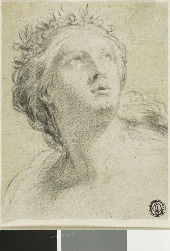 Head of a Woman, 1646/49, Eustache Le Sueur, French, 1617-1655, France, Black chalk on buff laid paper, 131 × 101 mm
