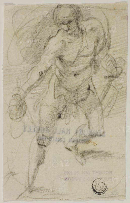 David with the Head of Goliath, 1591/93, Giuseppe Cesari, called Il Cavalier d’Arpino, Italian, 1568-1640, Italy, Black chalk on ivory laid paper, 114 x 73 mm (max)