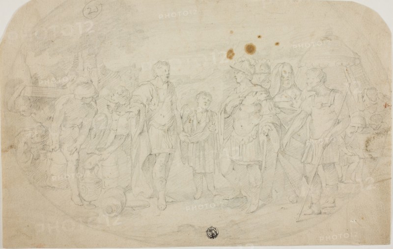 Alexander the Great and King Taxiles, c. 1615, After Sisto Badalocchio, Italian, 1581-1647, Italy, Graphite on cream laid paper, 200 x 313 mm