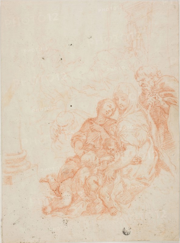 Holy Family with the Infant Saint John, n.d., after Ciro Ferri, Italian, 1634-1689, Italy, Red chalk on ivory laid paper, laid down on ivory laid paper, 271 x 200 mm