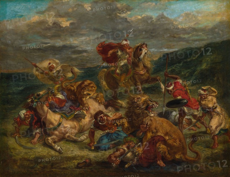 Lion Hunt, 1860/61, Eugène Delacroix, French, 1798-1863, France, Oil on canvas, 30 × 38 1/2 in. (76.5 × 98.5 cm)