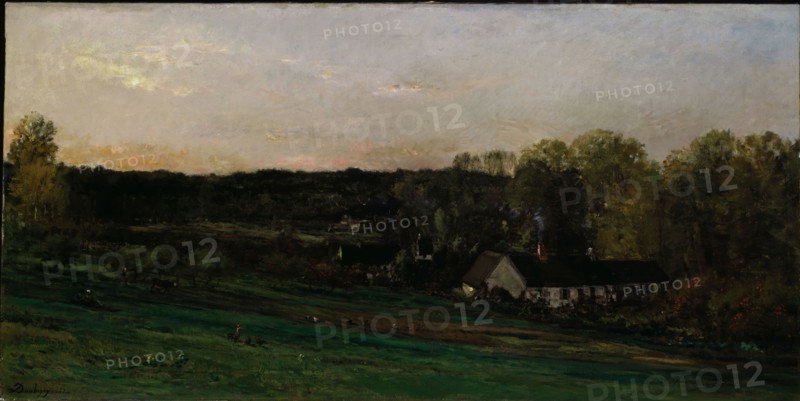 House of Mère Bazot, 1874, Charles François Daubigny, French, 1817-1878, France, Oil on canvas, 36 3/8 × 73 in. (92.5 × 185.4 cm)
