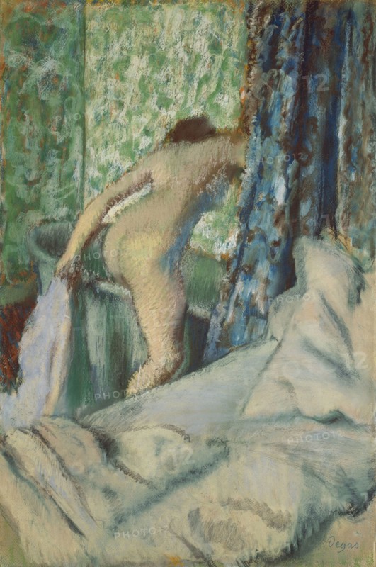 The Morning Bath, 1887/90, Edgar Degas, French, 1834-1917, France, Pastel on off-white laid paper mounted on board, 706 × 433 mm