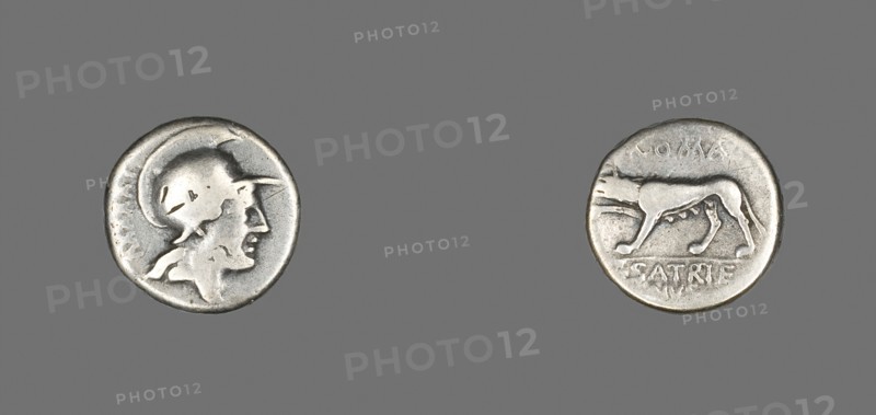 Coin Depicting the Goddess Roma, 77 BC, Roman, Italy, Silver, Diam. 1.7 cm, 3.78 g