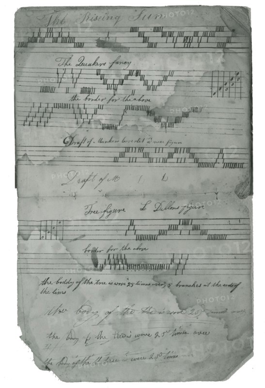 Book of Woven Coverlet Designs (Draft), 1839, Daniel Stephenson (American, born England, 1823-1892), United States, Paper, sepia ink, Measuement of volume: 20.5 × 16.3 × 1.1 cm (8 1/16 × 6 7/16 × 7/16 in.)
