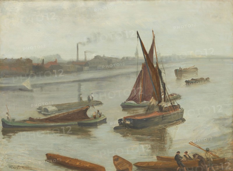 Grey and Silver: Old Battersea Reach, 1863, James McNeill Whistler, American, 1834–1903, London, Oil on canvas, 50.8 × 68.6 cm (20 × 27 in.)