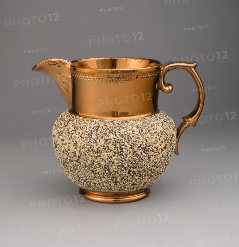 Pitcher, 1810/20, England, Staffordshire, Staffordshire, Lead-glazed earthenware with lustre decoration, 15.2 × 14 cm (6 × 5 1/2 in.)