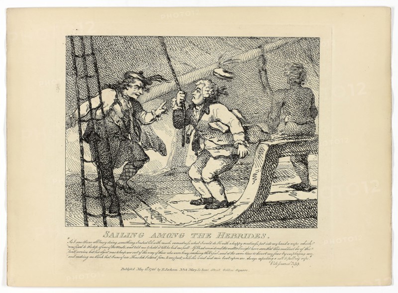 Sailing Among the Hebrides, from Boswell’s Tour of the Hebrides, 1786, Thomas Rowlandson, English, 1756-1827, England, Etching on paper, 275 × 380 mm (sheet)