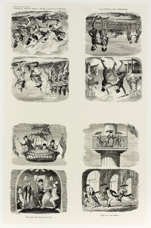 High and Low Water from George Cruikshank’s Steel Etchings to The Comic Almanacks: 1835-1853 (top left), 1842, printed c. 1880, George Cruikshank (English, 1792-1878), published by Pickering & Chatto (English, 19th century), England, Four steel etchings in black on cream India paper, laid down on off-white card (chine collé), 337 × 212 mm (primary support), 507 × 341 mm (secondary support)