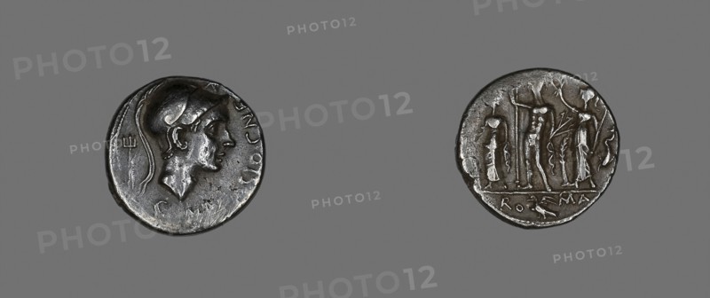 Denarius (Coin) Depicting Scipio Africanus, 112/111 B.C., Roman, Roman Empire, Silver, Diam. 1.9 cm, 3.70 g