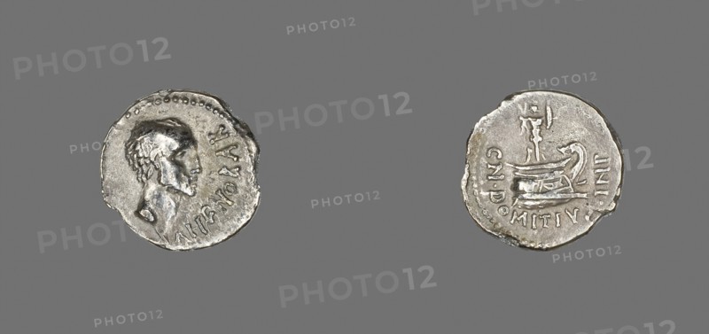 Denarius (Coin) Portraying Ahenobarbus, 41 BC, Roman, Roman Empire, Silver, Diam. 1.9 cm, 4.53 g