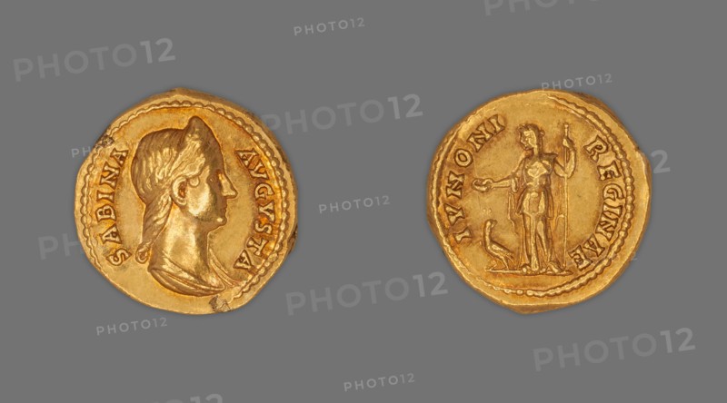 Aureus (Coin) Portraying Empress Sabina, AD 134, issued by Hadrian, Roman, minted in Rome, Rome, Gold, Diam. 1.9 cm, 7.10 g