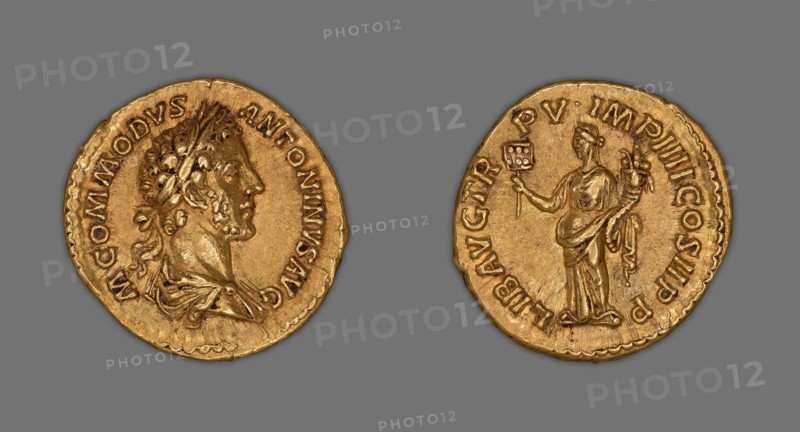 Aureus (Coin) Portraying Emperor Commodus, 180, issued by Commodus, Roman, minted in Rome, Rome, Gold, Diam. 2 cm, 7.14 g