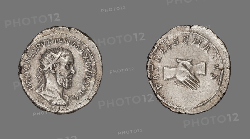 Antoninianus (Coin) Portraying Emperor Pupienus, AD 238 (April/June), issued by Balbinus and Pupienus, coemperors, Roman, minted in Rome, Rome, Silver, Diam. 2.4 cm, 4.49 g