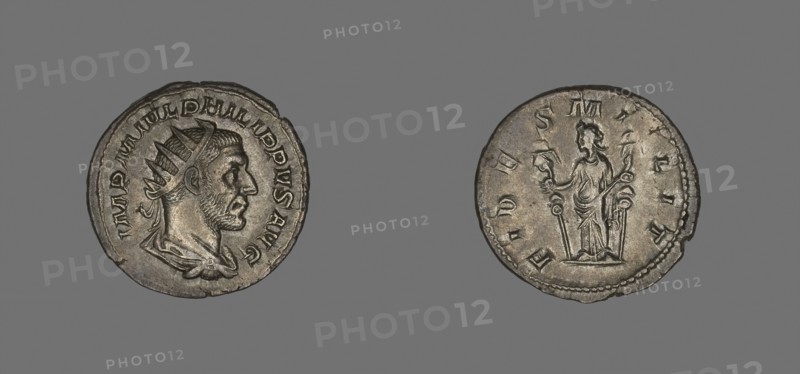 Denarius (Coin) Portraying King Philip II, AD 244/247, Roman, Rome, Silver, Diam. 2.2 cm, 3.77 g