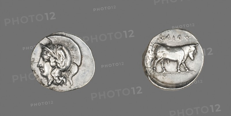 Didrachm (Coin) Depicting the Goddess Athena, 400/335 BC, Greek, Hyria, Silver, Diam. 2.2 cm, 7.54 g
