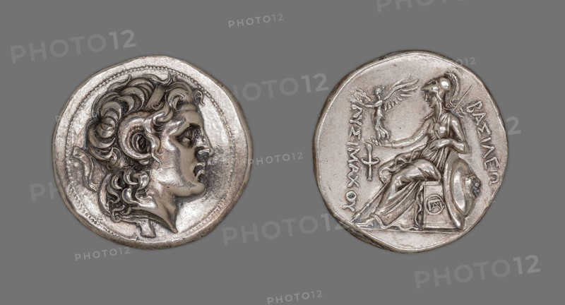 Tetradrachm (Coin) Portraying Alexander the Great, 306/281 BC, issued by King Lysimachus of Thrace, Greek, minted in Ephesus, Asia Minor (modern Turkey), Ephesus, Silver, Diam. 3.1 cm, 16.78 g