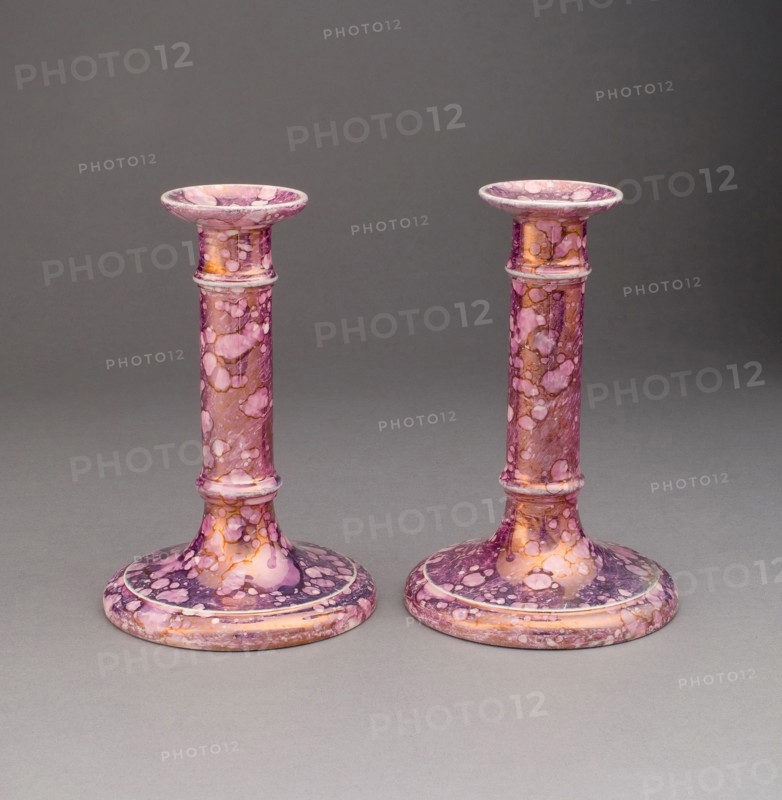 Candlestick (one of a pair), 1810/20, England, Sunderland, Sunderland, Lead-glazed earthenware with lustre decoration, H. 15.9 cm (6 1/4 in.)