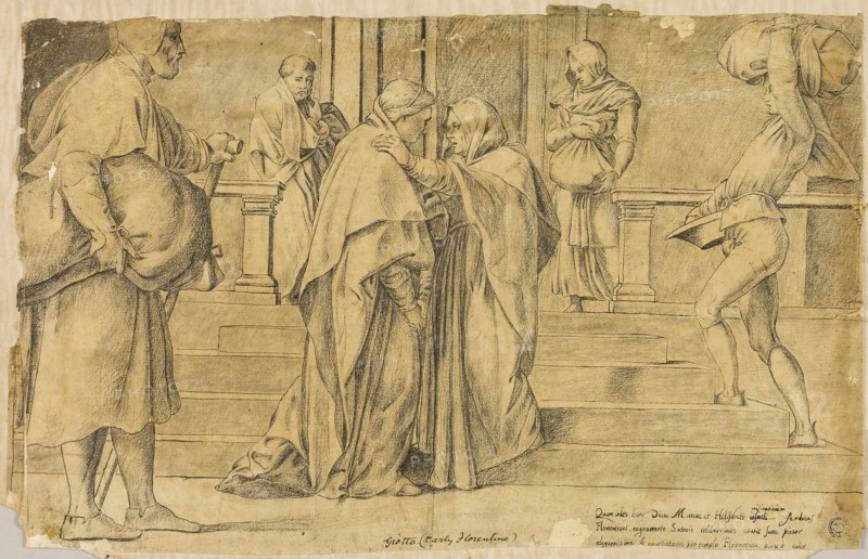 Visitation, n.d., After Andrea del Sarto, Italian, 1486-1530, Italy, Pen and black ink, and black crayon, on tan laid paper, laid down on tan laid paper, tipped on buff card, 259 x 411 mm