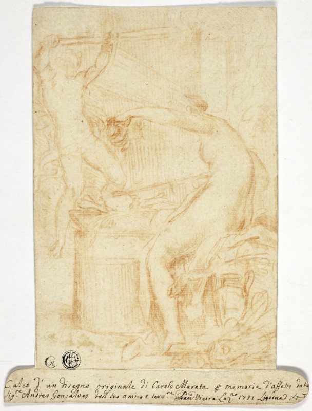 Copy after Drawing by Carlo Maratta, 1731, Francisco Vieira de Mattos, the elder (Portuguese, 1699-1783), after Carlo Maratti (Italian, 1625-1713), Italy, Red chalk, on ivory laid paper, laid down on cream laid card, 196 x 132 mm