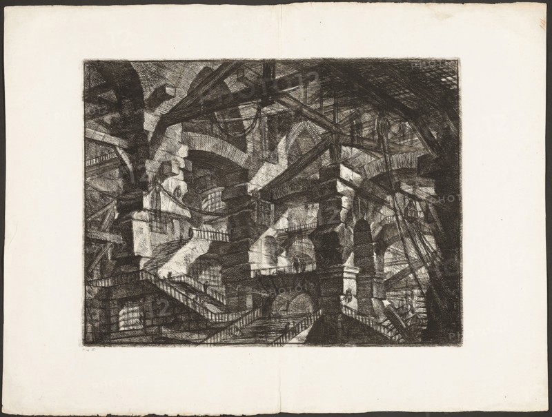 The Gothic Arch, plate 14 from Imaginary Prisons, 1761, Giovanni Battista Piranesi, Italian, 1720-1778, Italy, Etching and engraving on heavy ivory laid paper, 407 x 540 mm (image), 415 x 548 mm (plate), 590 x 785 mm (sheet)
