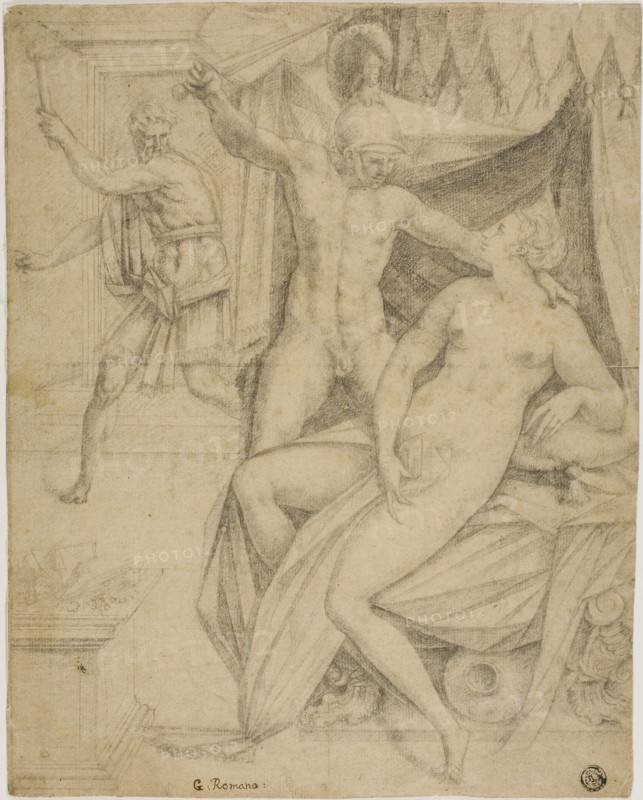 Tarquin and Lucretia, n.d., School of Fontainebleau, French, flourished 1530s-1610, France, Black chalk on tan laid paper, 297 × 238 mm