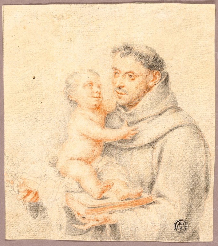 Saint Anthony of Padua, n.d., Possibly after Bartolomé Estéban Murillo, Spanish, 1618-1682, Spain, Black chalk and red chalk on ivory laid paper, 166 x 148 mm