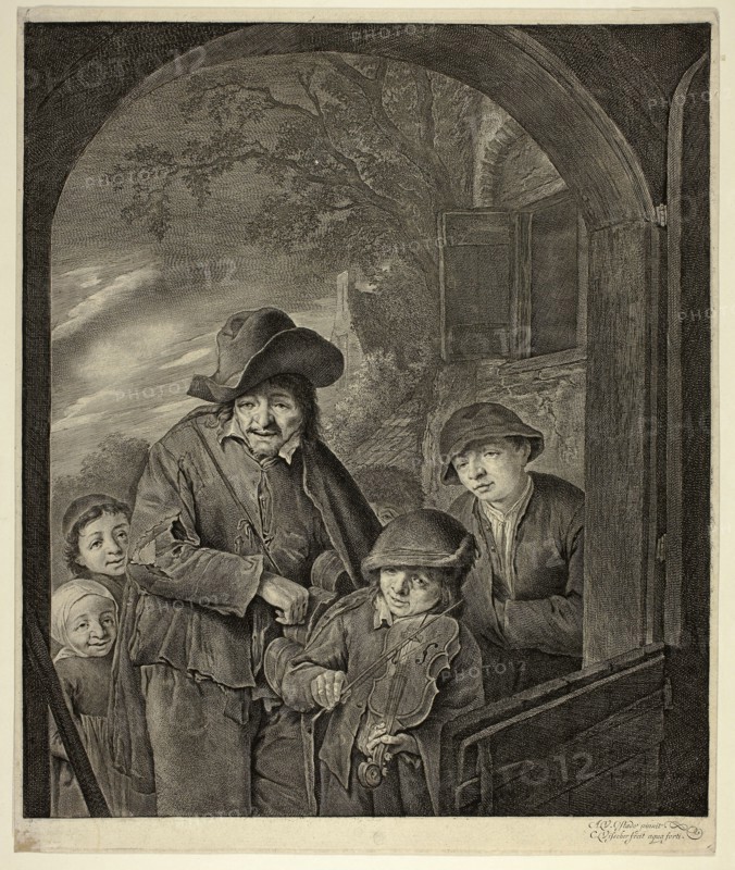 Strolling Musicians, 1648/58, Cornelis Visscher (Dutch, c. 1629-1658), after Adriaen van Ostade (Dutch, 1610-1685), Holland, Etching on ivory laid paper, 258 x 308 mm (image), 379 x 316 mm (sheet), Bayard Taylor’s Midnight Sun in Lapland, Norway, Europe, n.d., Ernst Damitz, American, 1805-1883, United States, Watercolor on paper, 235 x 393 mm