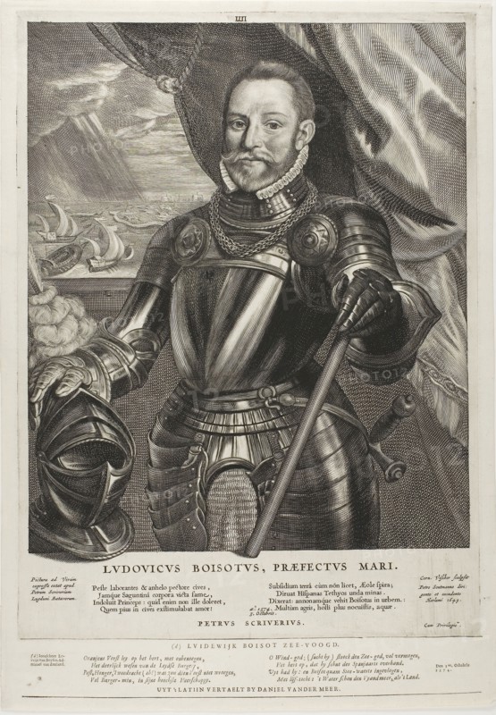 Luidewijk Boisot, Admiral of Zeeland, plate four from Quatuor Personae, 1649, Cornelis Visscher, the Elder, Netherlandish, c. 1520-1586, Holland, Engraving on ivory laid paper