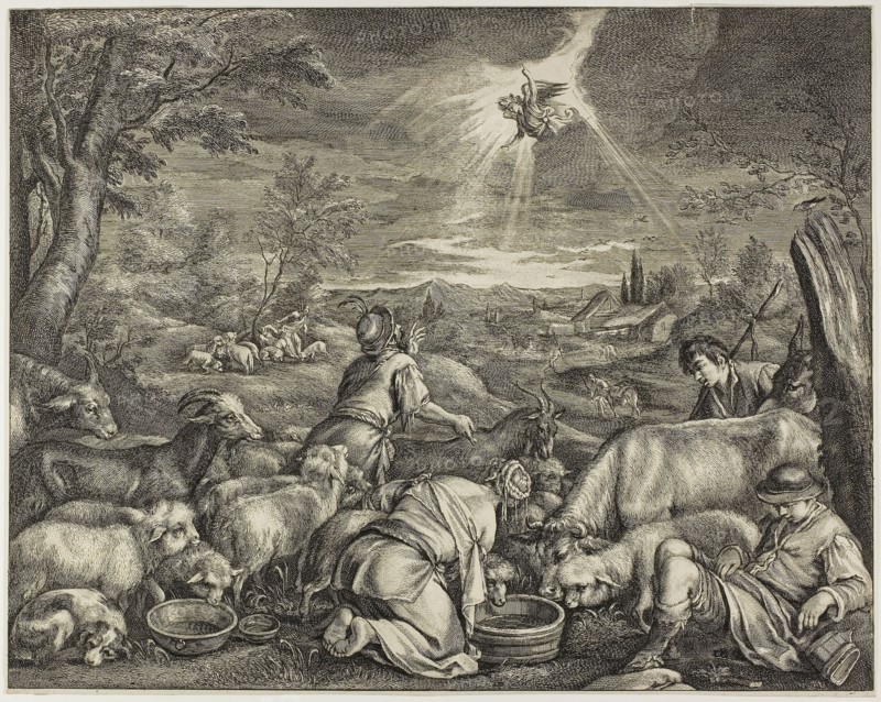The Angel Promising the Land of Sichem to Abraham, n.d., Cornelis Visscher, the Elder (Netherlandish, c. 1520-1586), after Jacopo Bassano (Italian, 1510-1592), Holland, Engraving on paper