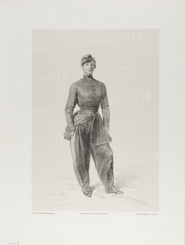 Portrait of Auguste Raffet, 1857, Denis Auguste Marie Raffet (French, 1804-1860), printed by Auguste Bry (French, 19th century), published by Éditeur Leconte (French, 19th century), France, Lithograph in black on gray wove chine laid down on off-white wove paper, 283 × 217 mm (image), 336 × 235 mm (primary support), 454 × 344 mm (secondary support)