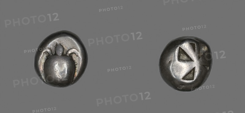 Stater (Coin) Depicting a Sea Turtle, 600/550 BC, Greek, Greece, Silver, Diam. 1.9 cm, 11.84 g