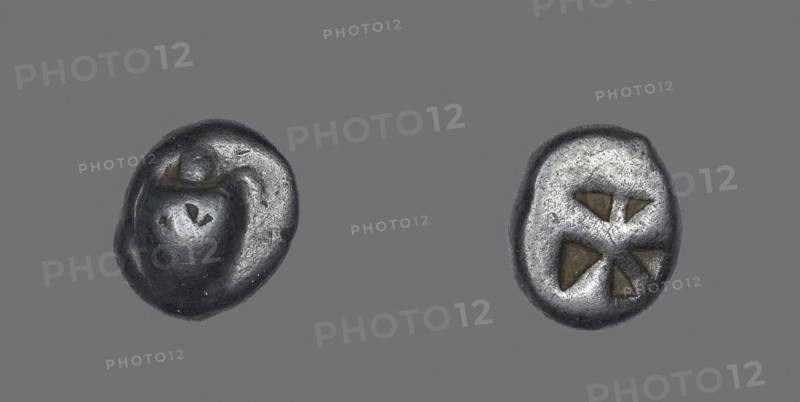 Stater (Coin) Depicting a Sea Turtle, about 600/550 BC, Greek, Greece, Silver, Diam. 2 cm, 11.78 g