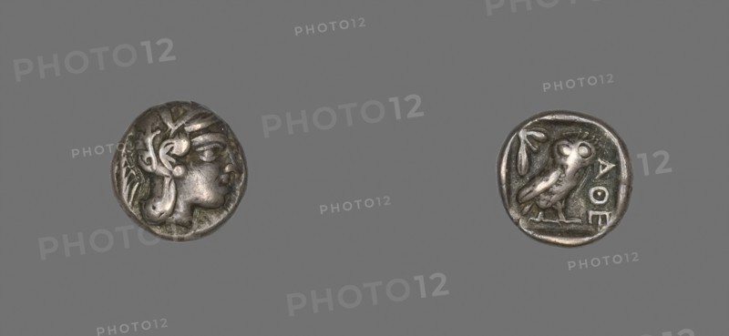 Drachm (Coin) Depicting the Goddess Athena, about 490 BC, Greek, minted in Athens, Athens, Silver, Diam. 1.5 cm, 4.22 g