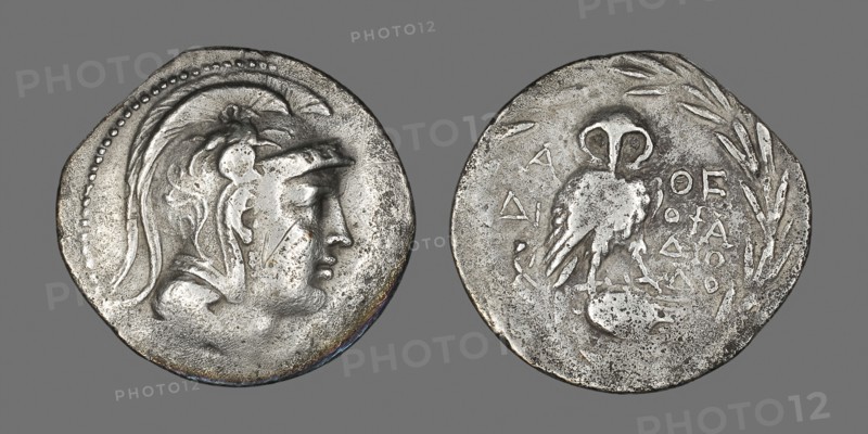 Tetradrachm (Coin) Depicting the Goddess Athena, 196/187 BC, Greek, Athens, Silver, Diam. 3.6 cm, 16.08 g