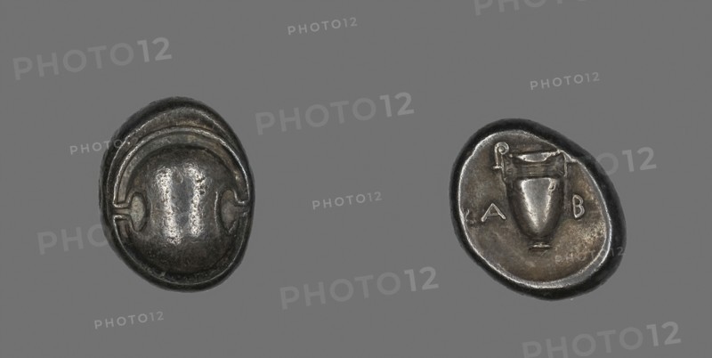 Drachm (Coin) Depicting a Shield, 5th/4th century BC, Greek, Thebes, Silver, Diam. 2.2 cm, 11.85 g