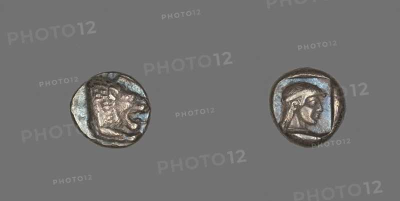 Drachm (Coin) Depicting Lion, 500/480 BC, Greek, Knidos, Silver, Diam. 1.6 cm, 6.21 g