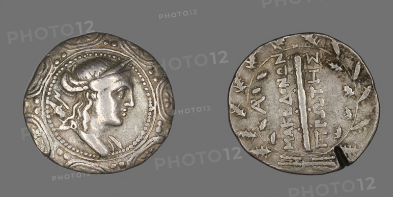 Tetradrachm (Coin) Depicting the Goddess Artemis Tauropolis, 158/149 BC, Greek, Macedonia, Silver, Diam. 3 cm, 16.46 g